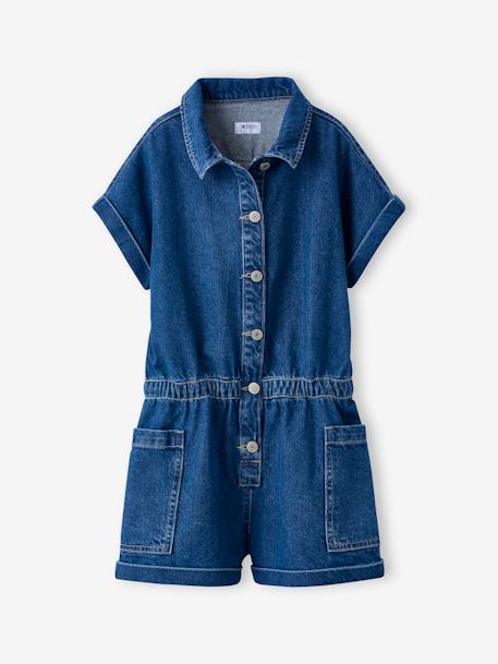 Combishort en jean fille bleu moyen - vertbaudet enfant 