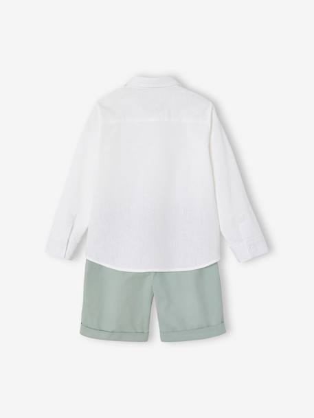 Ensemble céremonie chemise et bermuda garçon vert sauge - vertbaudet enfant 