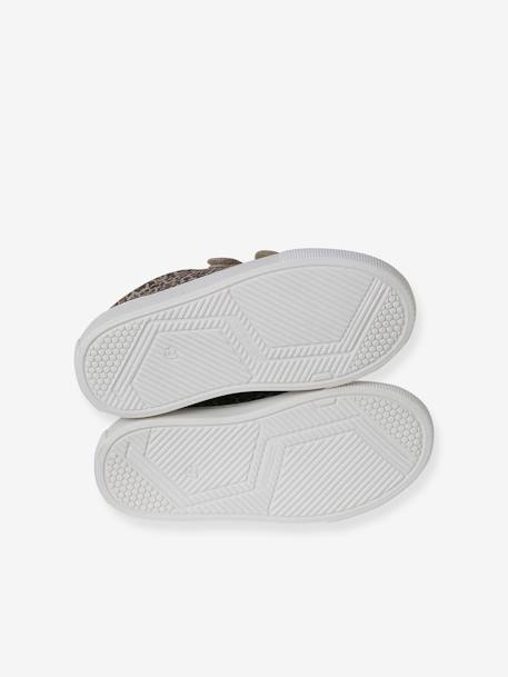Leather Hook-&-Loop Trainers for Children, Designed for Autonomy gold+printed beige - vertbaudet enfant 