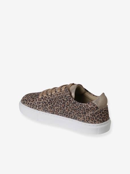 Leather Lace-Up Trainers for Children gold+printed beige - vertbaudet enfant 