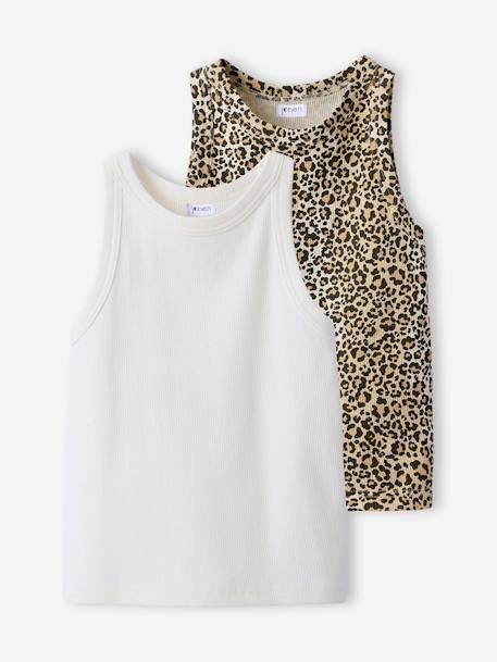 Pack of 2 Strappy Tops for Girls, JONEN beige - vertbaudet enfant 