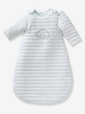 eco-friendly-fashion-Quilted Baby Sleep Bag with Detachable Sleeves, Organic Collection, Cloud & Triangles Theme