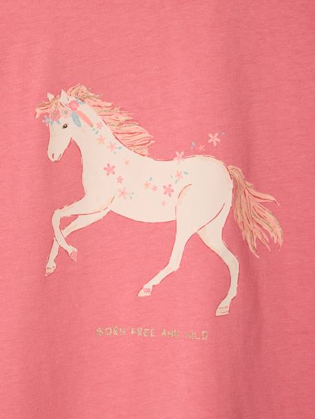 Animal print T-shirt for girls apricot+ecru+grey blue+strawberry - vertbaudet enfant 