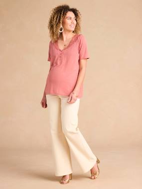 Vêtements de grossesse-T-shirt, débardeur-Tee-shirt grossesse devant/dos encolure macramé