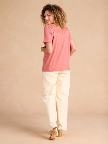 T-Shirt for Maternity with Macramé Front/Back Neckline tomato red - vertbaudet enfant 