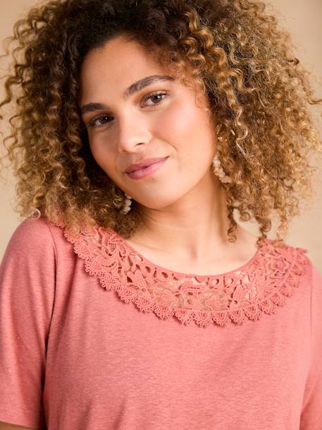 Tee-shirt grossesse devant/dos encolure macramé tomette - vertbaudet enfant 