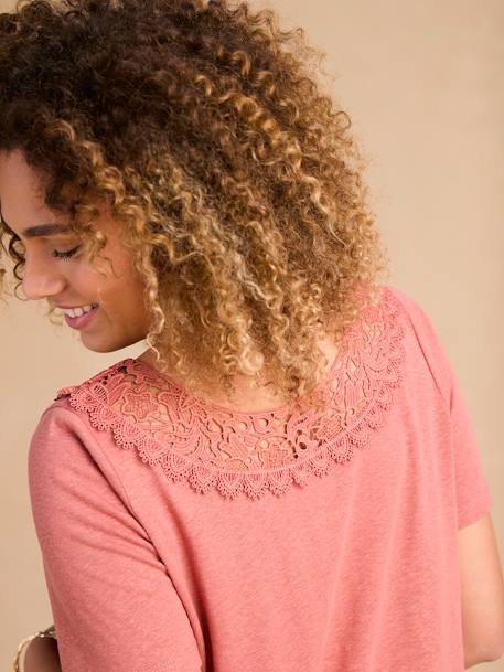 T-Shirt for Maternity with Macramé Front/Back Neckline tomato red - vertbaudet enfant 