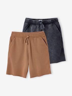 Garçon-Lot de 2 bermudas effet délavé