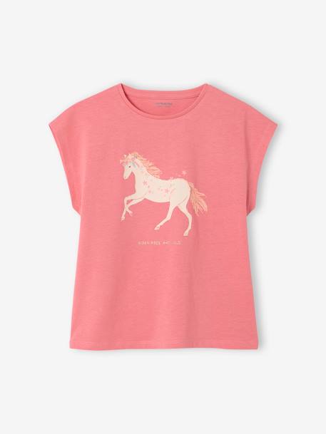 Animal print T-shirt for girls apricot+ecru+grey blue+strawberry - vertbaudet enfant 