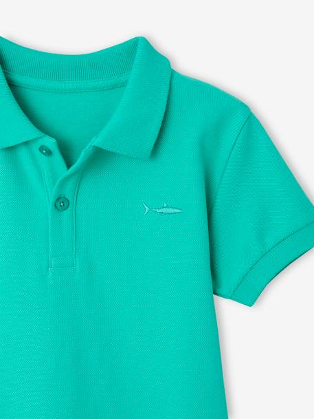 Polo garçon manches courtes broderie poitrine blanc+bleu+jaune pâle+kaki clair+MARINE+terracotta+vert émeraude - vertbaudet enfant 