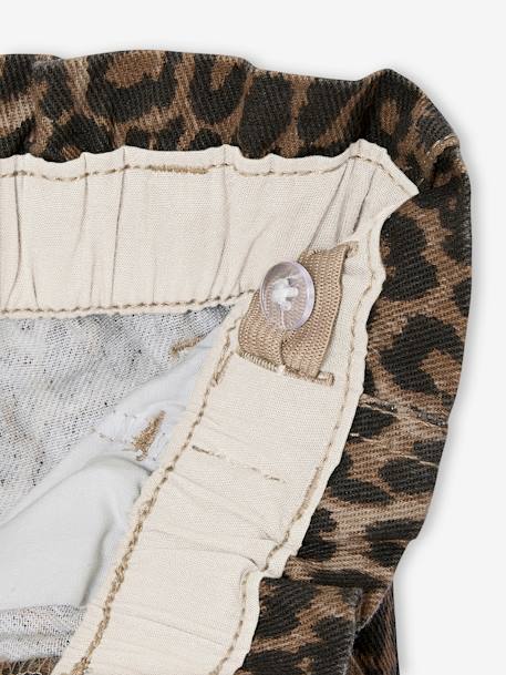 Wide-leg paperbag leopard print trousers for girls beige+chocolate+multicoloured+vanilla - vertbaudet enfant 