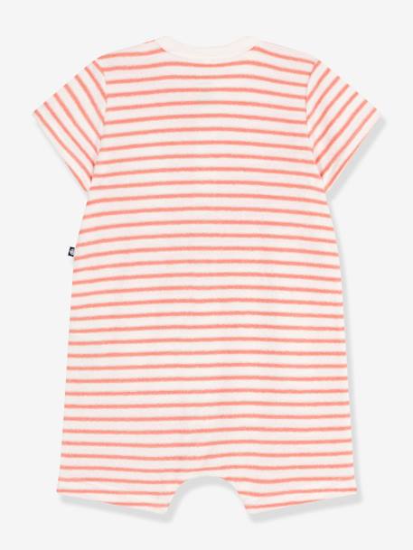 Striped Cotton Towelling Playsuit, PETIT BATEAU apricot - vertbaudet enfant 