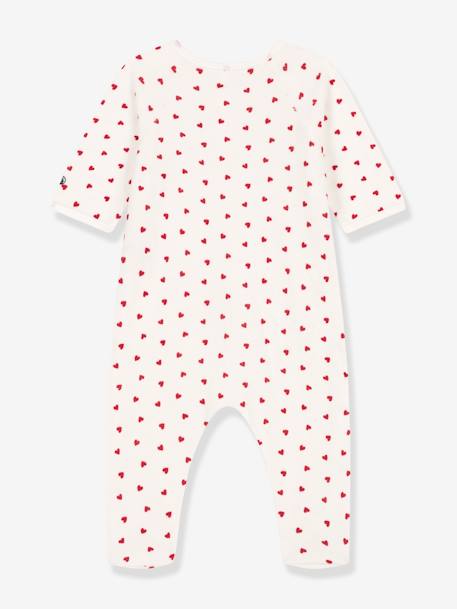 Velour Hearts Sleepsuit for Babies, PETIT BATEAU white - vertbaudet enfant 
