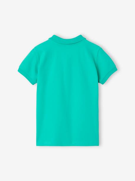 Polo garçon manches courtes broderie poitrine blanc+bleu+jaune pâle+kaki clair+MARINE+terracotta+vert émeraude - vertbaudet enfant 