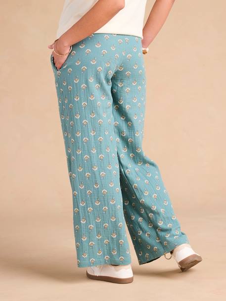 Pantalon de grossesse large gaze coton imprimé avec bandeau vert - vertbaudet enfant 