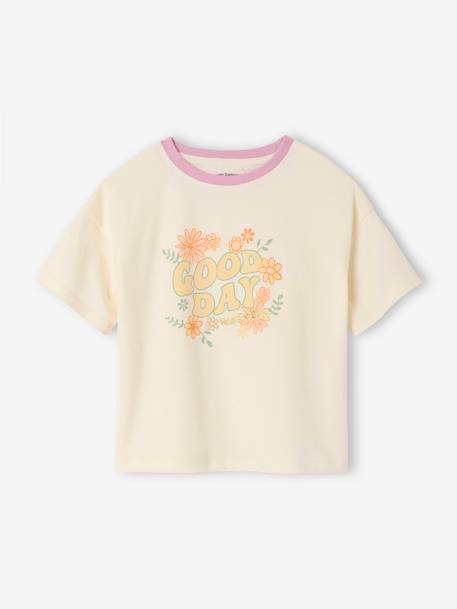 Terry Cloth T-Shirt & Shorts Set for Girls coral+lilac - vertbaudet enfant 