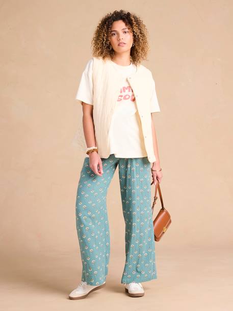 Pantalon de grossesse large gaze coton imprimé avec bandeau vert - vertbaudet enfant 