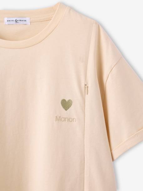 'Mama d'Amour' Organic Cotton T-Shirt, Maternity & Nursing, ENVIE DE FRAISE ecru - vertbaudet enfant 