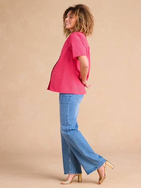 Gingham Blouse in Seersucker for Maternity & Nursing by ENVIE DE FRAISE rose - vertbaudet enfant 