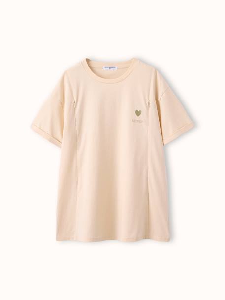 'Mama d'Amour' Organic Cotton T-Shirt, Maternity & Nursing, ENVIE DE FRAISE ecru - vertbaudet enfant 