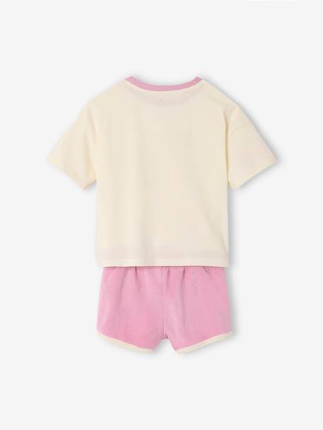 Terry Cloth T-Shirt & Shorts Set for Girls coral+lilac - vertbaudet enfant 