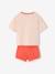 Terry Cloth T-Shirt & Shorts Set for Girls coral+lilac - vertbaudet enfant 