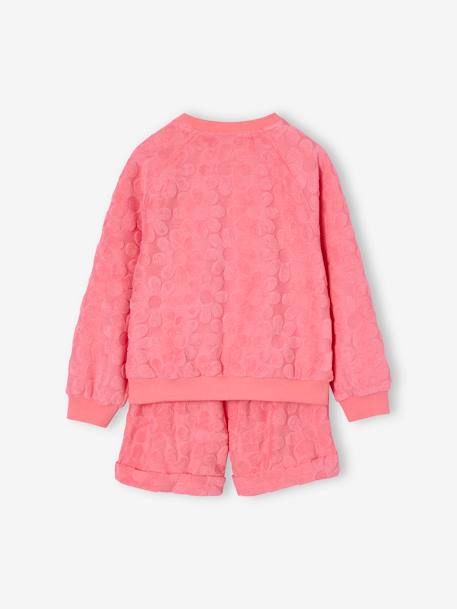 Fleece Sweatshirt & Floral Shorts Set for Girls sweet pink - vertbaudet enfant 