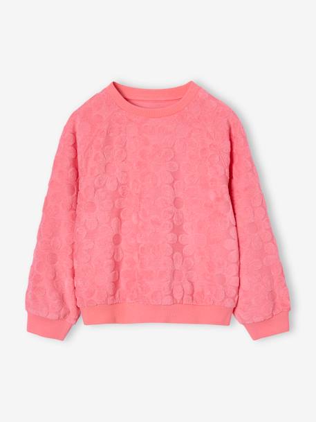 Fleece Sweatshirt & Floral Shorts Set for Girls sweet pink - vertbaudet enfant 