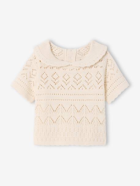 Top with Crochet Sleeves, for Babies vanilla - vertbaudet enfant 
