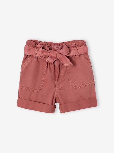 Short fille style paperbag écru+rose+tomette - vertbaudet enfant 