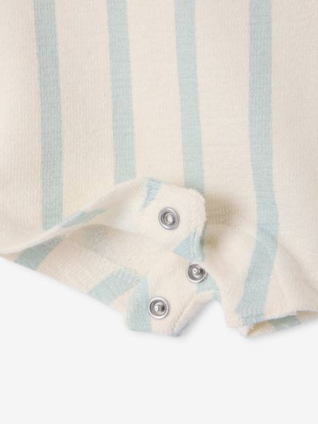 Printed Fleece Playsuit chequered beige+striped blue - vertbaudet enfant 