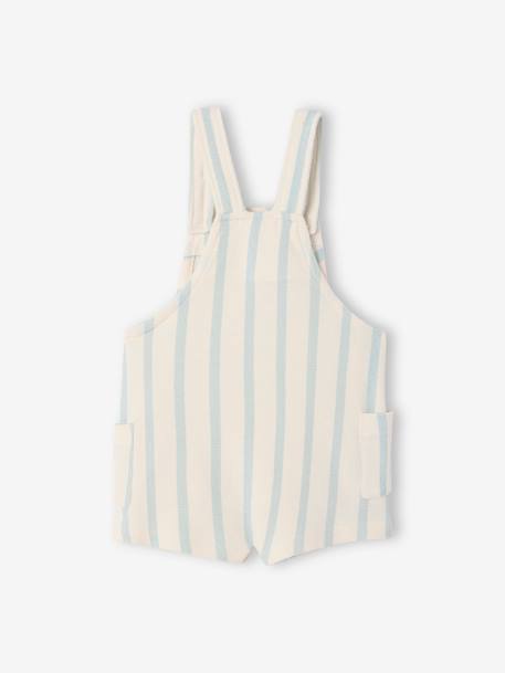 Salopette courte bébé molleton imprimé carreaux beige+rayé bleu - vertbaudet enfant 