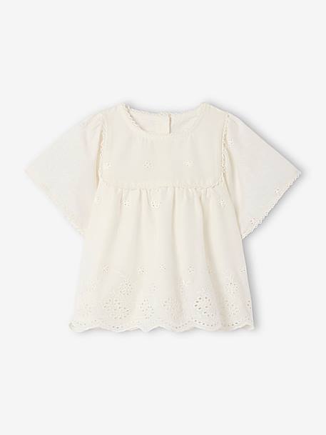 Blouse in Broderie Anglaise for Babies ecru - vertbaudet enfant 