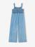 Lightweight denim floral embroidered mock neck jumpsuit for girls light blue - vertbaudet enfant 