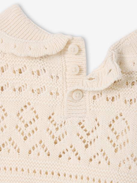 Top with Crochet Sleeves, for Babies vanilla - vertbaudet enfant 