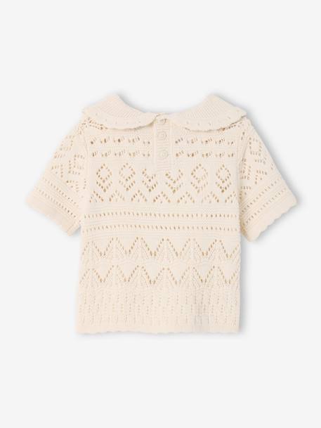 Top with Crochet Sleeves, for Babies vanilla - vertbaudet enfant 