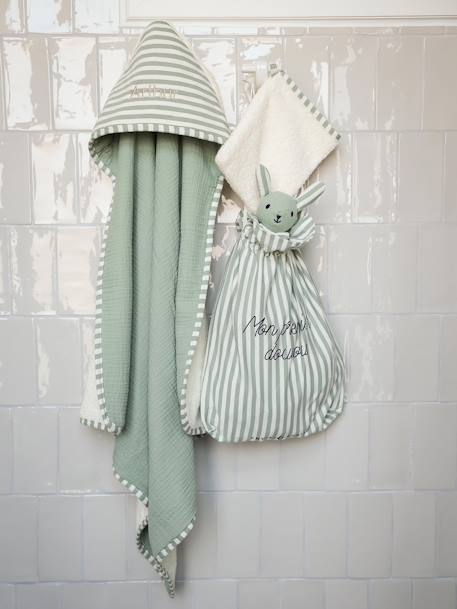 Doudou personnalisable en gaze de coton bio vert sauge - vertbaudet enfant 