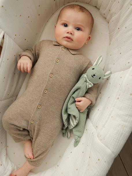 Combinaison naissance en laine et cachemire personnalisable beige chiné - vertbaudet enfant 