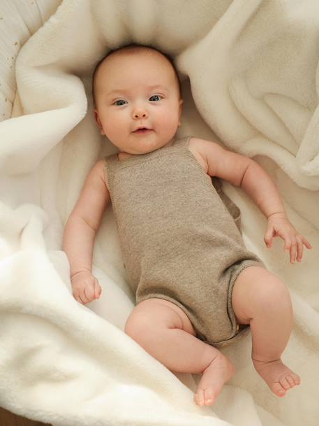 Barboteuse bébé laine et cachemire personnalisable beige chiné - vertbaudet enfant 