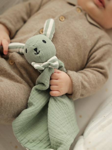 Organic Cotton Gauze Comforter, ENVIE DE FRAISE sage green - vertbaudet enfant 