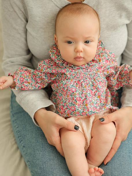 Ensemble naissance 2 pièces blouse tissu Liberty et bloomer écru - vertbaudet enfant 