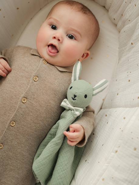 Organic Cotton Gauze Comforter, ENVIE DE FRAISE sage green - vertbaudet enfant 