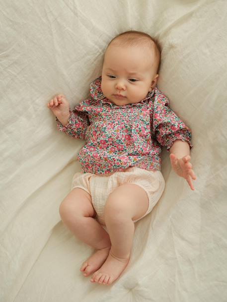 Ensemble naissance 2 pièces blouse tissu Liberty et bloomer écru - vertbaudet enfant 