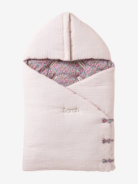 Organic Cotton Gauze Baby Nest, ENVIE DE FRAISE pale pink - vertbaudet enfant 