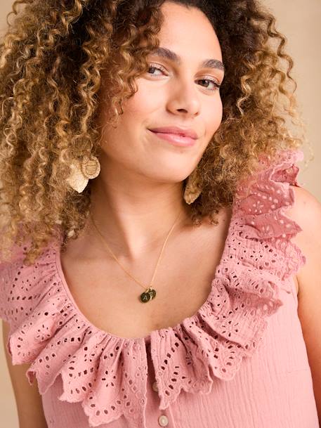 Cotton Gauze Blouse with Broderie Anglaise Collar for Maternity by ENVIE DE FRAISE terracotta - vertbaudet enfant 