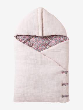 Puériculture-Nid d'ange en gaze de coton bio et tissu Liberty personnalisable