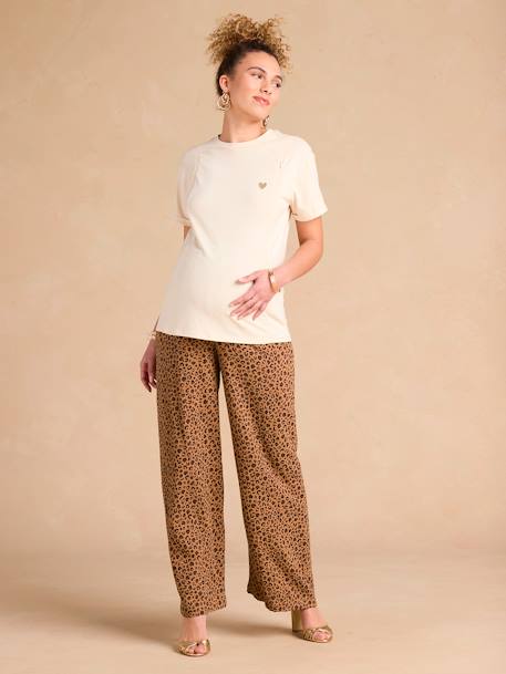 'Mama d'Amour' Organic Cotton T-Shirt, Maternity & Nursing, ENVIE DE FRAISE ecru - vertbaudet enfant 