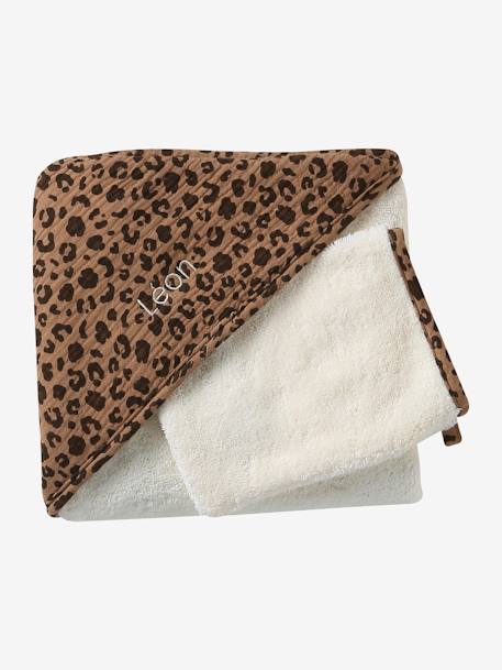 Coffret cadeau naissance cape de bain et gant de toilette personnalisable écru - vertbaudet enfant 