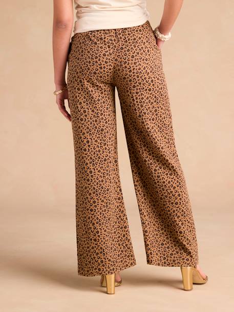 Wide-Leg Leopard Print Trousers in Cotton Gauze for Maternity, ENVIE DE FRAISE beige - vertbaudet enfant 