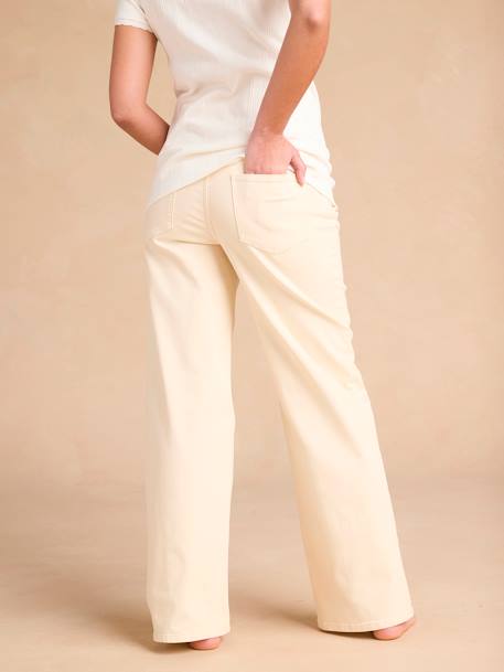 Wide-Leg Maternity Jeans with Seamless Belly Band, ENVIE DE FRAISE ecru - vertbaudet enfant 